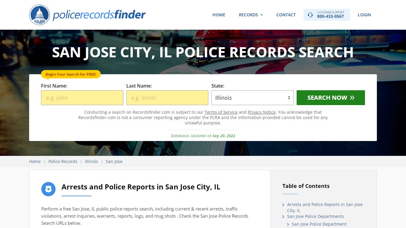 SAN JOSE CITY, IL POLICE RECORDS SEARCH - RecordsFinder